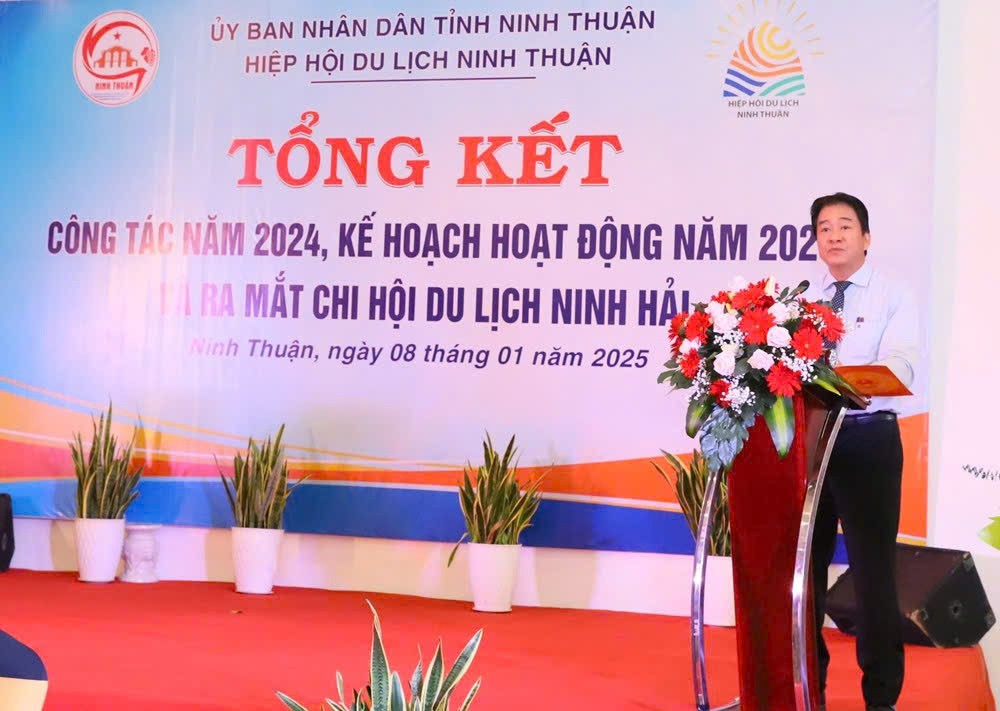 Ông Nguyễn Long Biên - Phó Chủ tịch UBND tỉnh Ninh Thuận phát biểu tại hội nghị. Ảnh: VietNam